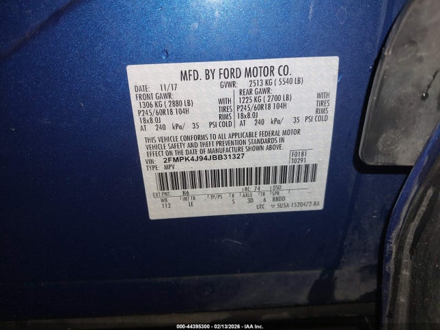 Ford EDGE SEL 2018 2FMPK4J94JBB31327 Image 9