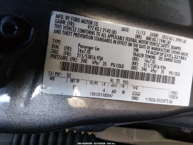 Ford FOCUS SE 2014 1FADP3F2XEL221883 Image 9