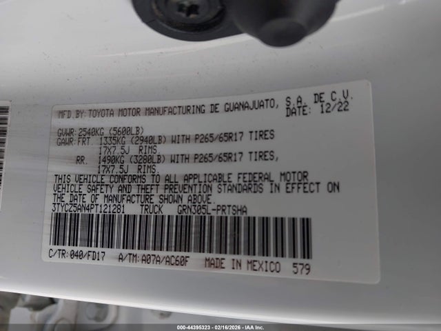 3TYCZ5AN4PT121281 Toyota Tacoma Trd Sport