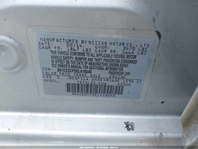 Продажа на аукционе авто 2014 Nissan Versa Note S (sr)/s Plus/sv, vin: 3N1CE2CP5EL418540, номер лота: 44395334