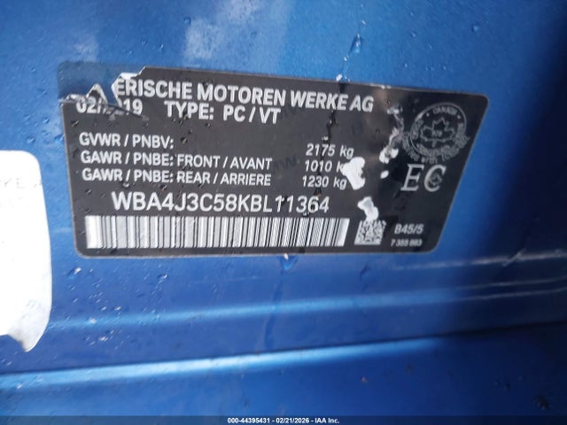 2019 Bmw 430i Gran Coupe Xdrive მანქანა იყიდება აუქციონზე, vin: WBA4J3C58KBL11364, აუქციონის ნომერი: 44395431