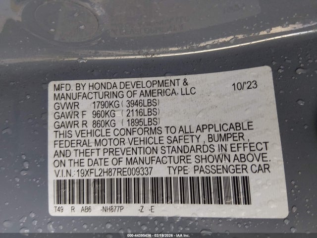 19XFL2H87RE009337 Honda Civic Sport