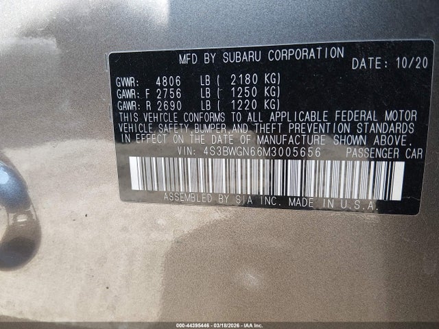 2021 SUBARU LEGACY 4S3BWGN66M3005656 Photo 8