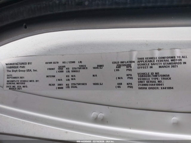 1GB3GSC74M1259656 Chevrolet Express Cutaway Work Van