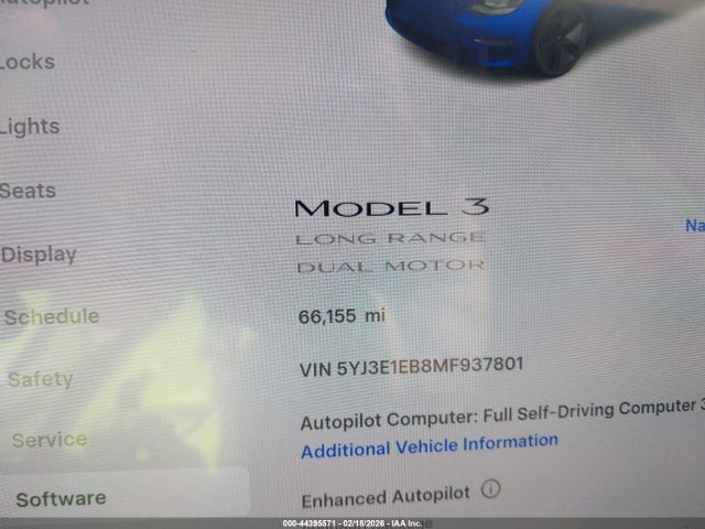 Aukcja sprzedaży 2021 Tesla Model 3 Long Range Dual Motor All-wheel Drive, vin: 5YJ3E1EB8MF937801, numer aukcji: 44395571