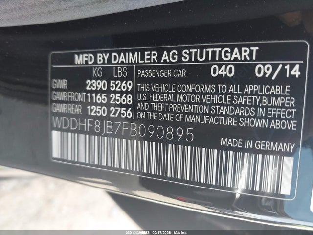 44395582 :رقم المزاد ، WDDHF8JB7FB090895 vin ، 2015 Mercedes-benz E 350 4matic مزاد بيع