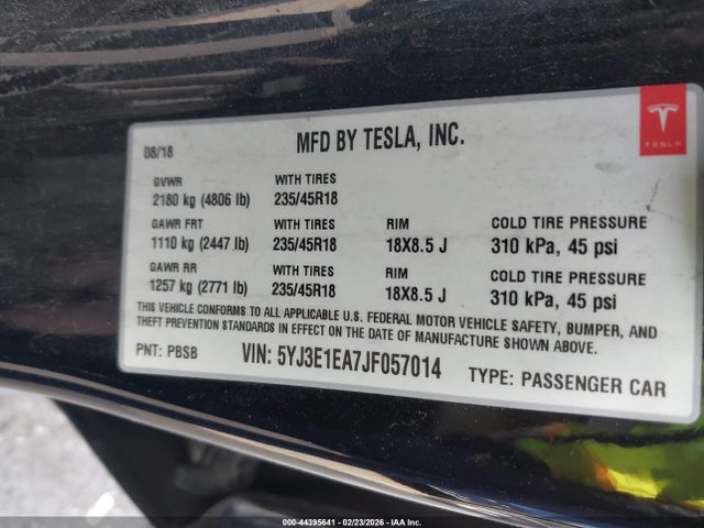 2018 TESLA MODEL 3 5YJ3E1EA7JF057014 Photo 8