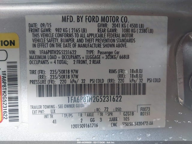 Ford Mustang Ecoboost 2016 1FA6P8TH2G5231622 Image 9