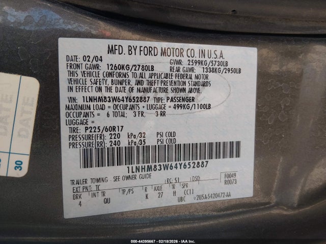 2004 LINCOLN TOWN CAR 1LNHM83W64Y652887 Photo 8