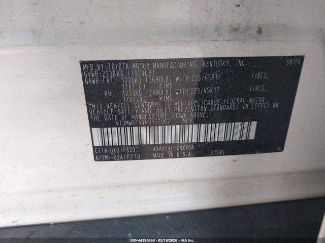 4T3MWRFV4RU155067 Toyota Rav4 Hybrid Le