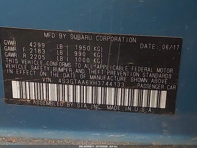 4S3GTAA6XH3744133 Subaru Impreza 2.0i