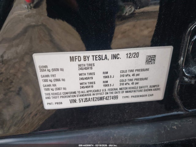 2021 TESLA MODEL S 5YJSA1E26MF427499 Photo 8
