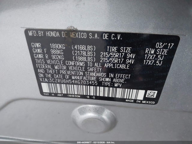 3CZRU6H54HG703455 Honda HR-V EX