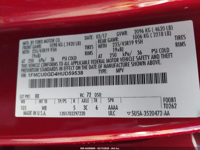 Ford ESCAPE SE 2017 1FMCU0GD4HUD59538 Image 9