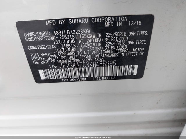Subaru Forester Sport 2019 JF2SKAPC3KH486995 Image 9
