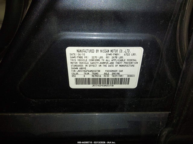 Продажа на аукционе авто 2010 Infiniti G37 Journey, vin: JN1CV6AP6AM202738, номер лота: 44395715