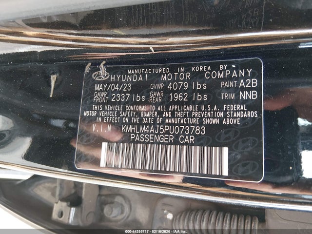 KMHLM4AJ5PU073783 Hyundai Elantra Hybrid Blue