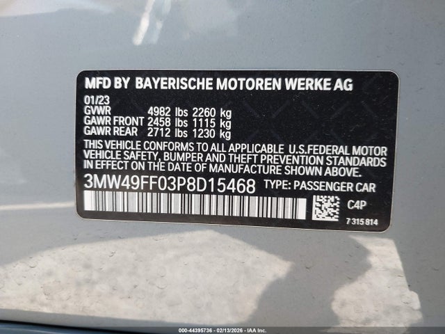 Продажа на аукционе авто 2023 Bmw M340i M340i Xdrive, vin: 3MW49FF03P8D15468, номер лота: 44395736