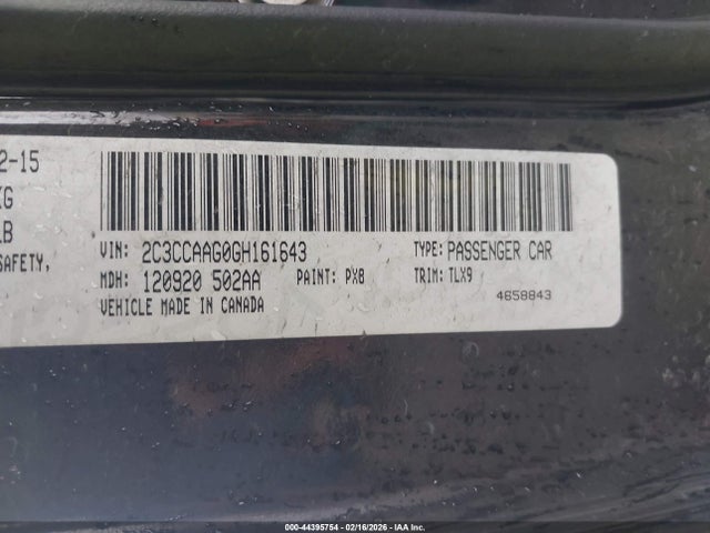 44395754 :رقم المزاد ، 2C3CCAAG0GH161643 vin ، 2016 Chrysler 300 Limited مزاد بيع