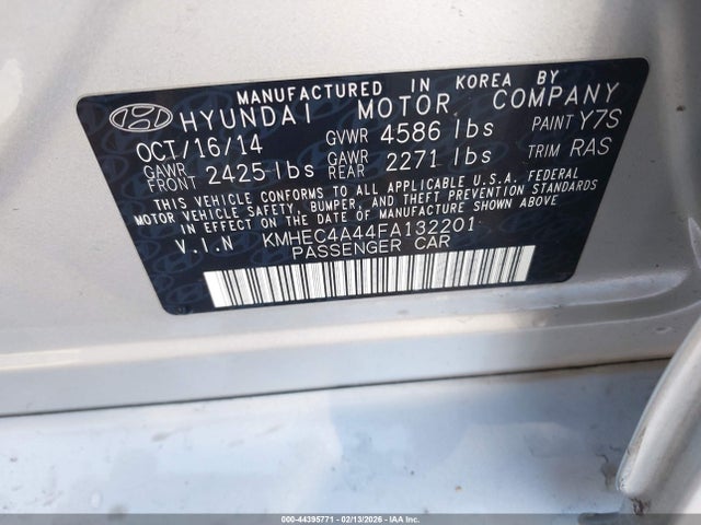 Hyundai Sonata Hybrid Limited 2015 KMHEC4A44FA132201 Image 9