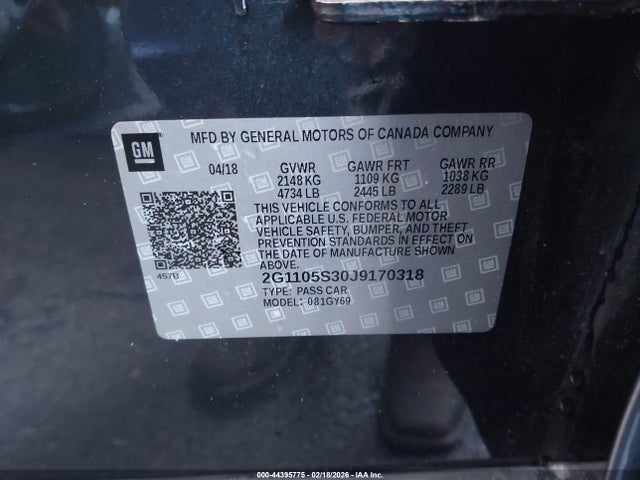 2G1105S30J9170318 Chevrolet IMPALA 1LT