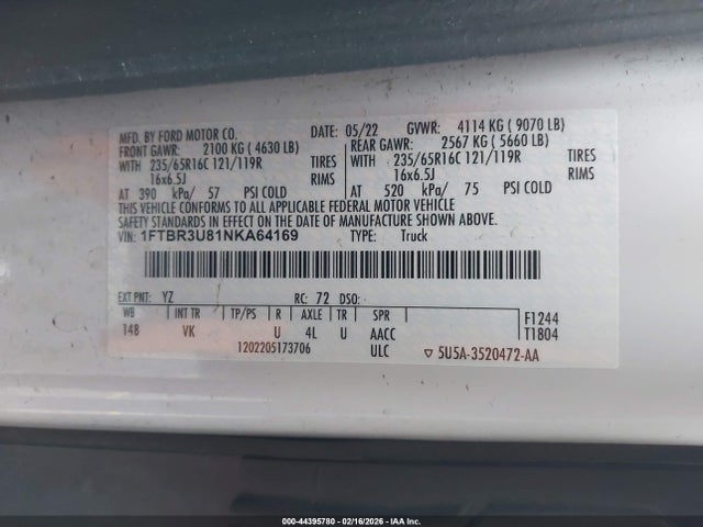 1FTBR3U81NKA64169 Ford Transit-250 Cargo Van