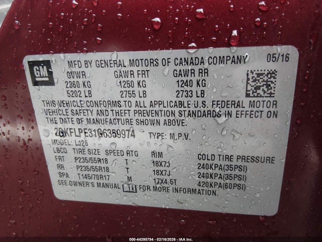 2GKFLPE31G6359974 GMC Terrain Slt