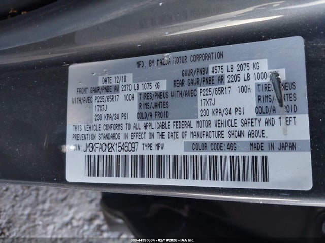 Aukcja sprzedaży 2019 Mazda Cx-5 Touring, vin: JM3KFACM2K1545097, numer aukcji: 44395804