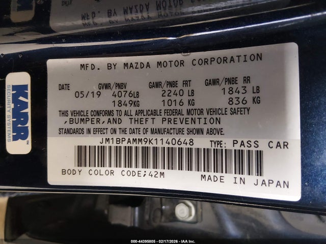 JM1BPAMM9K1140648 Mazda Mazda3 Preferred Package