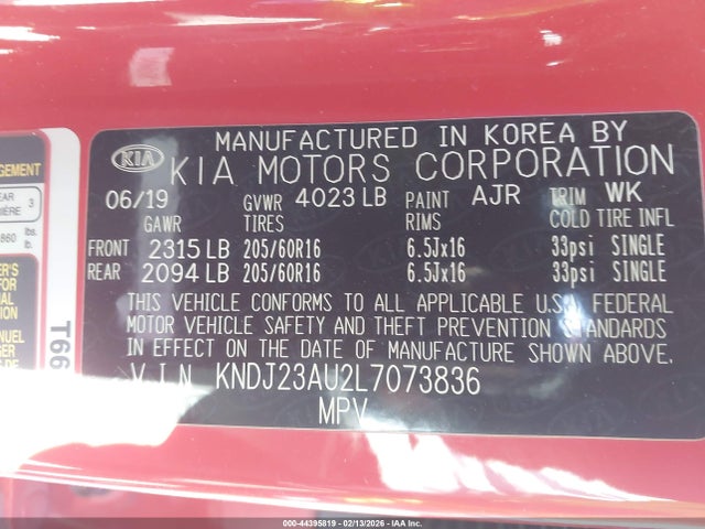 KNDJ23AU2L7073836 KIA SOUL LX