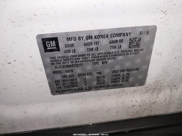 Продажа на аукционе авто 2019 Buick Encore Awd Preferred, vin: KL4CJESB8KB726101, номер лота: 44395831