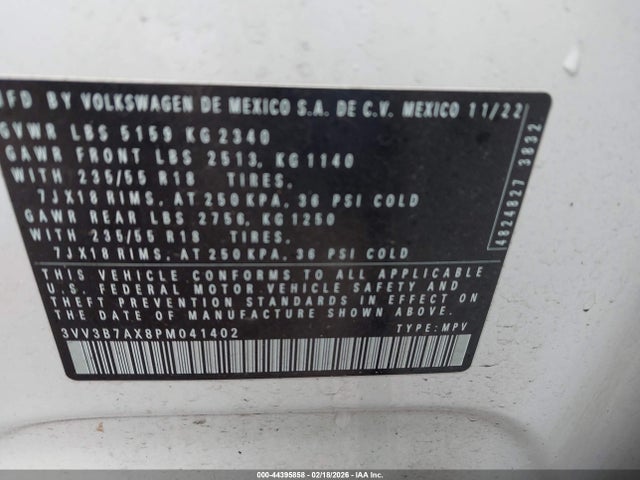 3VV3B7AX8PM041402 Volkswagen Tiguan 2.0t Se