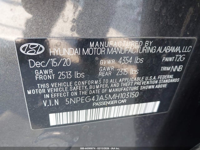 Hyundai SONATA SE 2021 5NPEG4JA5MH103150 Image 9