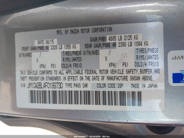 Продажа на аукционе авто 2015 Mazda Mazda5 Sport, vin: JM1CW2BL4F0189730, номер лота: 44395877