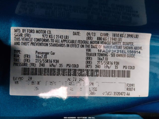1FADP3K21EL156914 Ford FOCUS SE