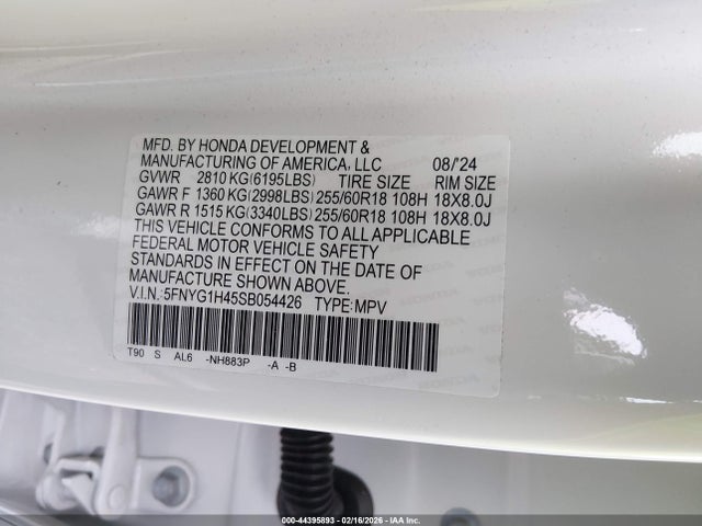 5FNYG1H45SB054426 Honda Pilot Ex-l
