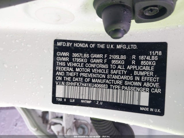 SHHFK7H41KU406683 Honda Civic Sport