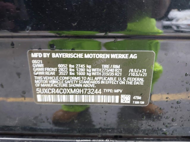 5UXCR4C0XM9H73244 BMW X5 Sdrive40i