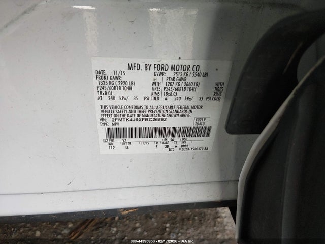 2FMTK4J9XFBC26562 Ford EDGE SEL