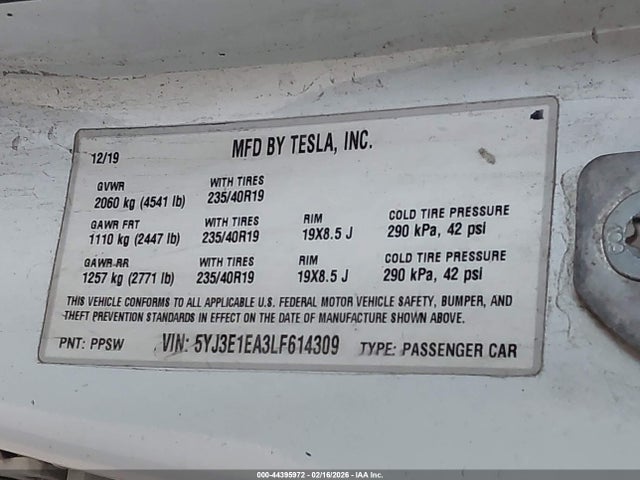 2020 TESLA MODEL 3 5YJ3E1EA3LF614309 Photo 8