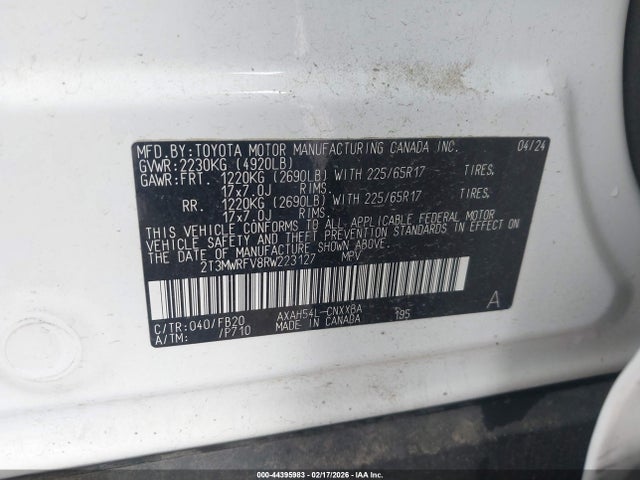 2T3MWRFV8RW223127 Toyota Rav4 Hybrid Le