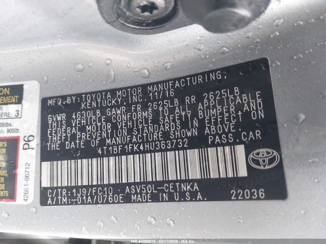 Toyota CAMRY LE 2017 4T1BF1FK4HU363732 Image 9