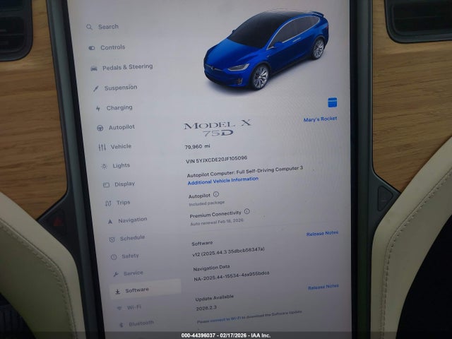 5YJXCDE20JF105096 Tesla Model X 100d/75d/p100d