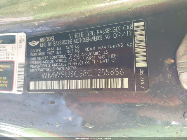 2012 MINI COOPER WMWSU3C58CT255856 Photo 8