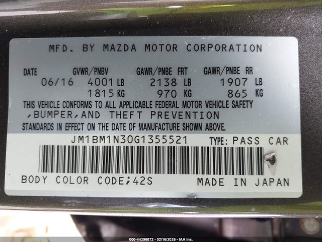 JM1BM1N30G1355521 Mazda Mazda3 S Grand Touring