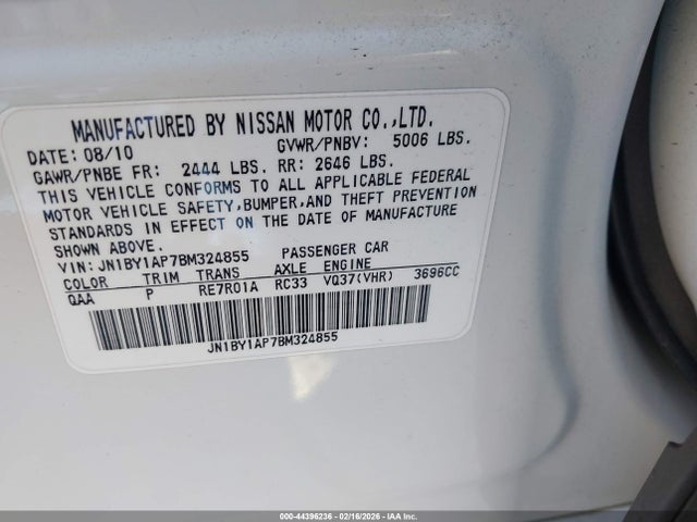 2011 Infiniti M37 მანქანა იყიდება აუქციონზე, vin: JN1BY1AP7BM324855, აუქციონის ნომერი: 44396236