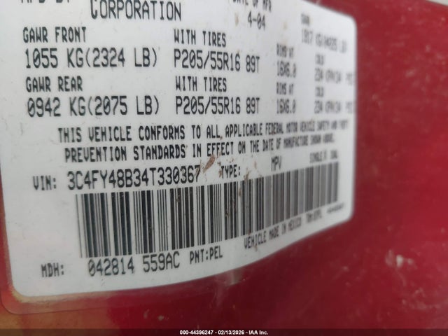 Продаж на аукціоні авто 2004 Chrysler Pt Cruiser, vin: 3C4FY48B34T330367, номер лоту: 44396247
