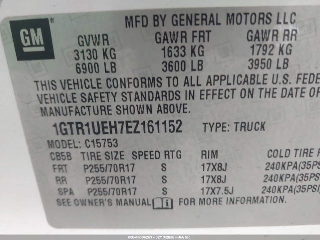 1GTR1UEH7EZ161152 GMC Sierra 1500 Sle