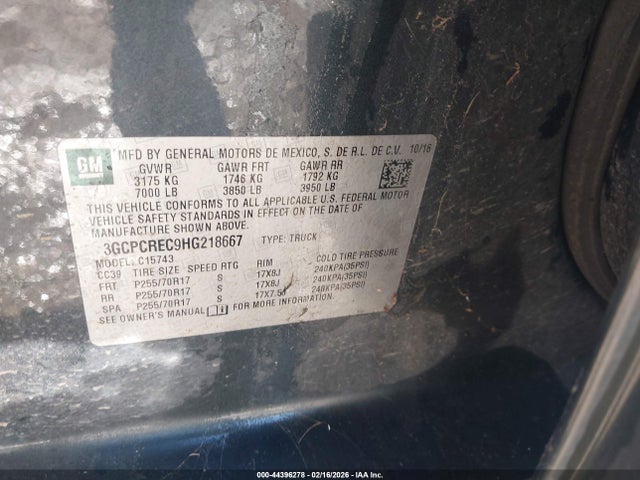 3GCPCREC9HG218667 Chevrolet Silverado 1500 1lt