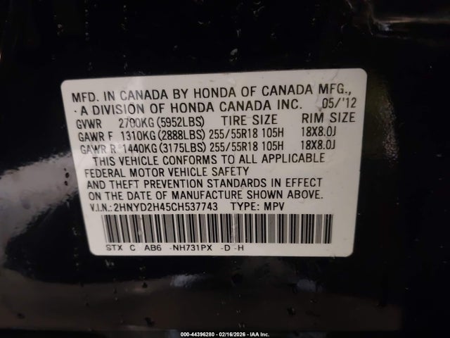 2012 ACURA MDX 2HNYD2H45CH537743 Photo 8